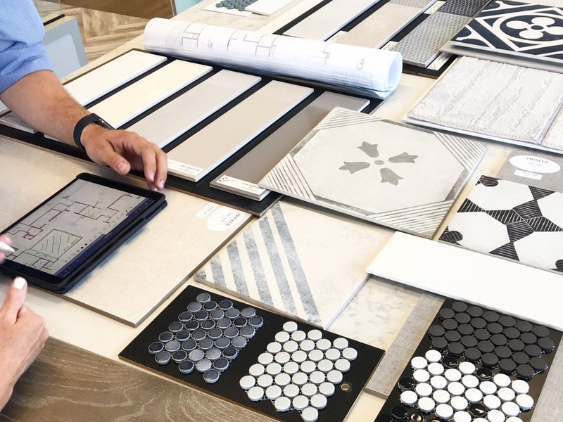Choosing tile for bathroom remodel in Pioneer Floor Showroom